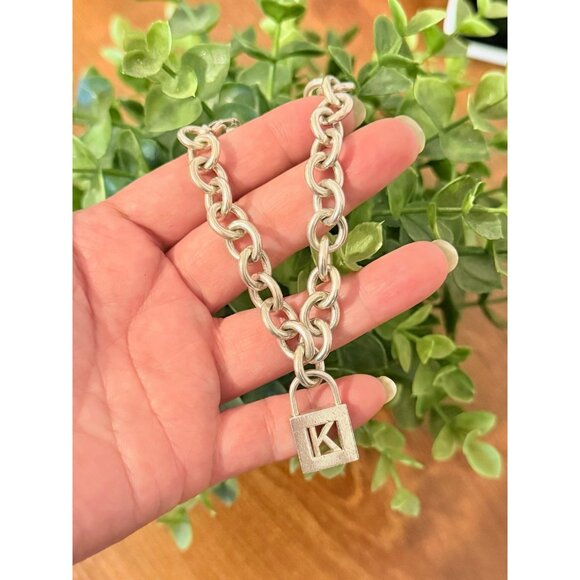 T&Co. 925 Initial Padlock K Charm Bracelet - Picture 7 of 7